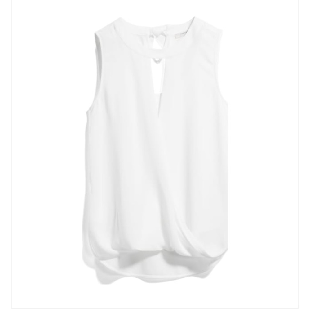 41 Hawthorn White Blouse/Tank. wrap front and hem
